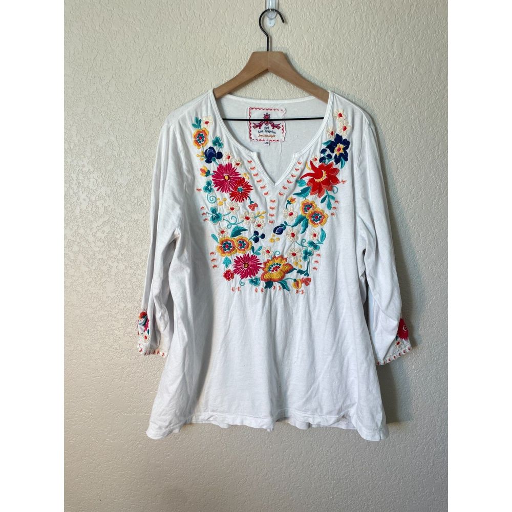 Johnny  Was size 2X  Embroidered Long Sleeve Tee